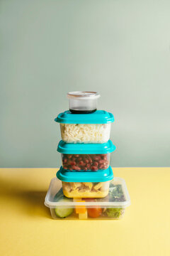 Picnic of containers packed with food inside