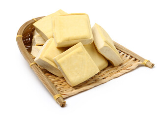 Tofu on a white background
