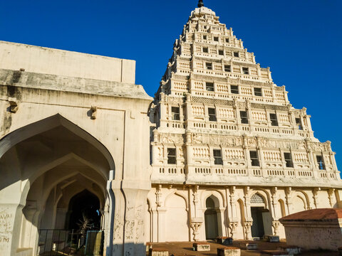 The Pyramidal Tower Of The Ancient Maratha Palace In The Town Of Thanjavur.