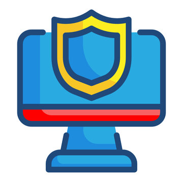 blue computer screen with gold shield clip art preview