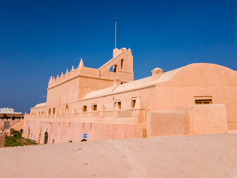 The exterior facade of the historic Danish fortress of Fort Dansborg in the village of Tranquebar.