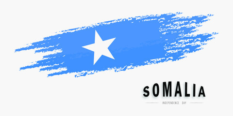 Somalia Independence Day vector illustration, with brush flag.