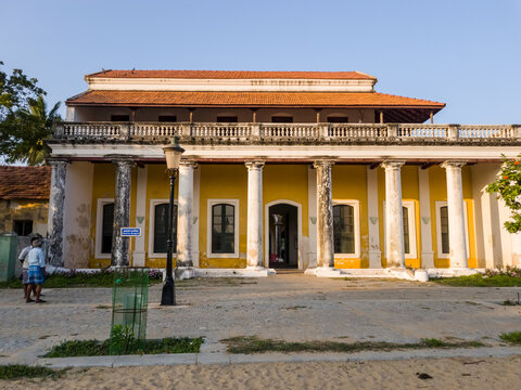 The vintage colonial architecture of the Governor's Bungalow in the former Danish town of Tranquebar.