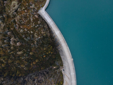 Water Dam Top View, Renewable Energy