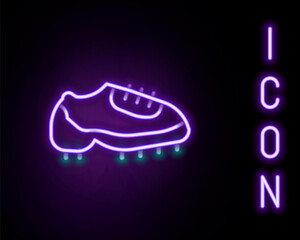 Glowing neon line Baseball boot icon isolated on black background. Colorful outline concept. Vector