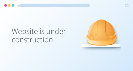 Website is under construction page concept. Safety helmet on the shelf. Web vector illustrations in 3D style