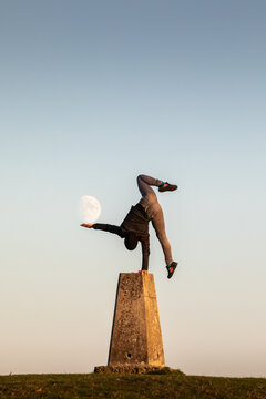Woman in handstand