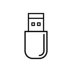 USB drive icon. Black icon. Vector illustration.	