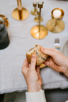Bread at a Christmas table