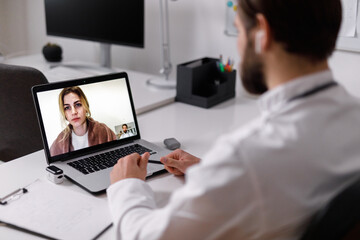 Client having online consultation 