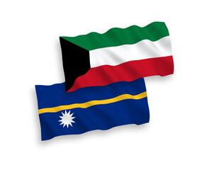 Flags of Republic of Nauru and Kuwait on a white background