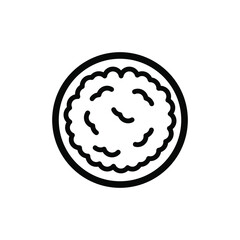 Rice in a plate icon. Food top view. Food icon. Black icon. Vector illustration.