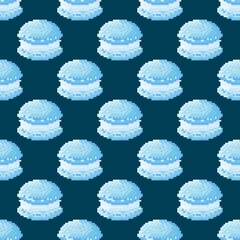 Macaron pattern pixel art. Seamless pattern. Pixel art Macaron pattern. Valentine's Day.