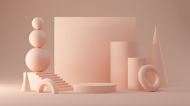 Abstract shapes and display blocks in colorful set