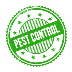 PEST CONTROL text written on green grungy round stamp.