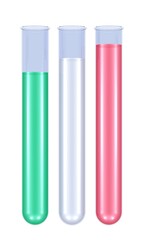Drei Reagenzgläser in den Farben der italienischen Flagge