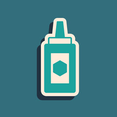 Green Jar of honey icon isolated on green background. Food bank. Sweet natural food symbol. Long shadow style. Vector