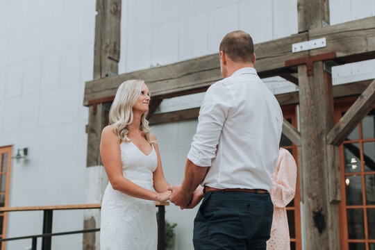 Bride and Groom Saying Vows at Wedding Ceremony