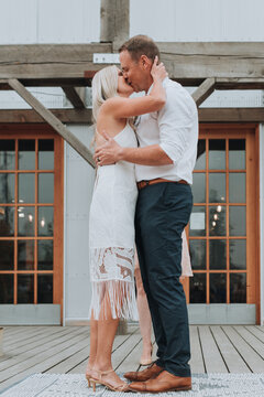 Bride and Groom Kiss at Conclusion of Wedding Ceremony