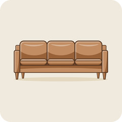 Leather sofa interior design, vector design and isolated background.