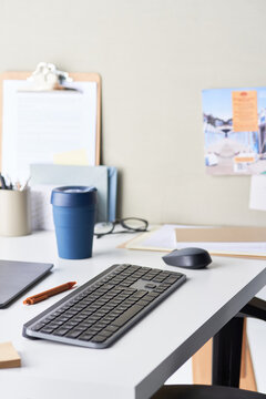 Keyboard on desk in workplace