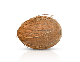 a whole coconut isolated on white background