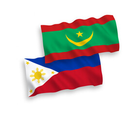 Fototapeta premium Flags of Islamic Republic of Mauritania and Philippines on a white background