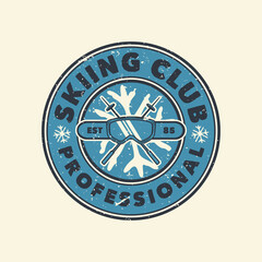 logo design skiing club professional vintage illustration