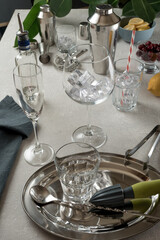 Bar set for cocktails and drinks