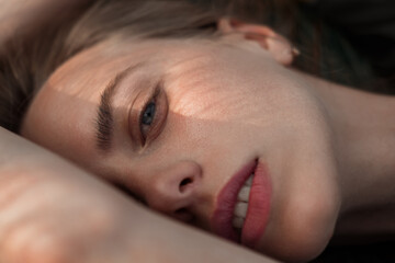 Close-up portrait of a young beautiful woman