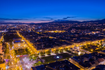 Fototapeta na wymiar Aerial view of Zagreb
