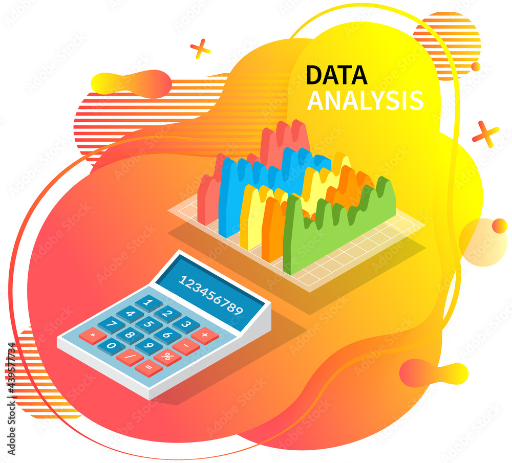 Poster visualize with business analytics. work with statistical data analysis, changing indicators. analyze