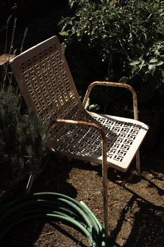 Rusty chair in the garden