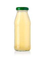 juice in glass bottle isolated on white