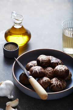 Bowl of Shiitake Mushrooms with Seasonings