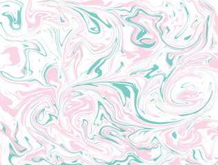 Abstract background with the effect of mixed multi-colored colors with green, white and soft pink shades. Liquid texture. Fluid art.