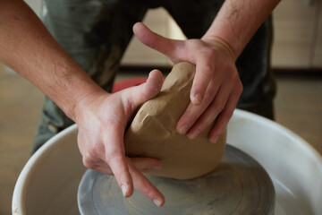 Potter makes a clay product