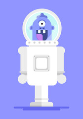 Cute astronaut monster going into space