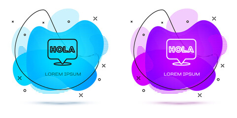 Line Hola icon isolated on white background. Abstract banner with liquid shapes. Vector © vector_v
