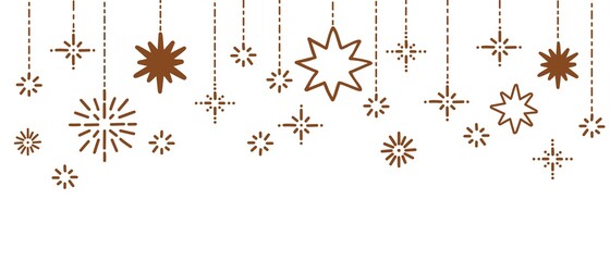 Boho stars seamless vector border. Doodle hand drawn stars banner