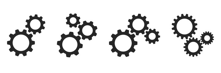 Simple cogwheel collection. Gear wheel vector icon set. Gear mechanism, progress, construction concept, or UI element. Vector illustration