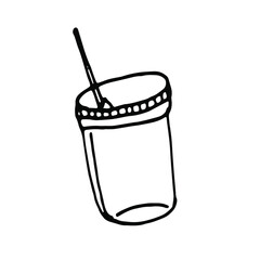 Doodle hand drawn glass.Hand drawn lineart element.Fast food.