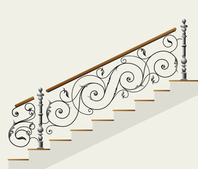 vector forged staircase with floral ornament