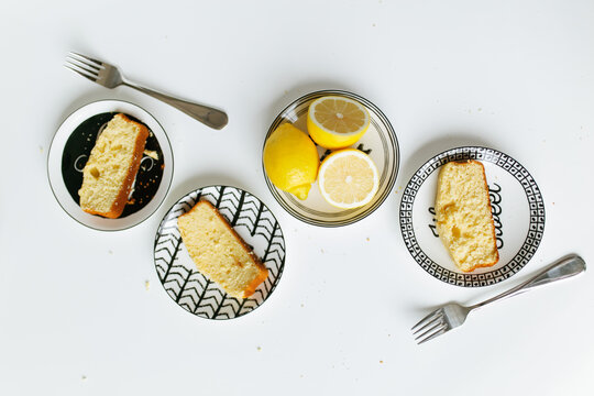 Lemon Cake Flatlay White Table Dessert Food Photography