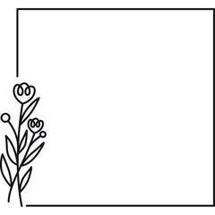 Square Frame with Leaves Plant Outline