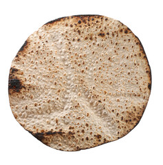 Tasty matzo isolated on white, top view. Passover (Pesach) celebration