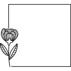 Square Frame with Leaves Plant Outline