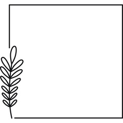Fototapeta na wymiar Square Frame with Leaves Plant Outline
