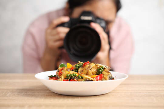 Food Photographer Taking Shot From Thai Food