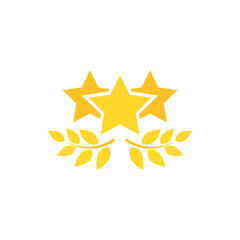 Valid Seal icon. Golden star with win laurel. Isolated on white